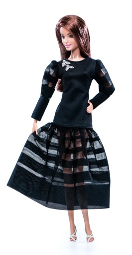 Одежда для кукол Барби Платье черное серебряным поясом 11170-1