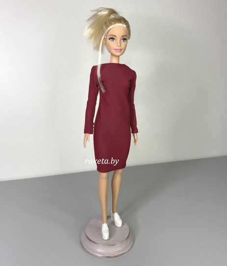 Одежда для кукол Барби бордовое платье