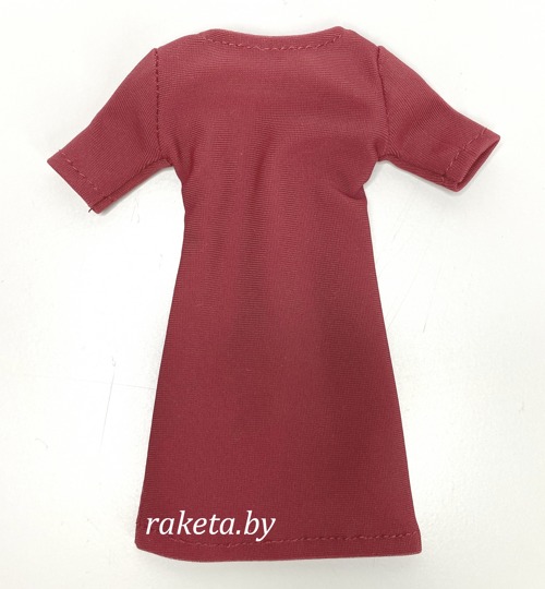 Одежда для кукол Блайз бордовое платье с короткими рукавами