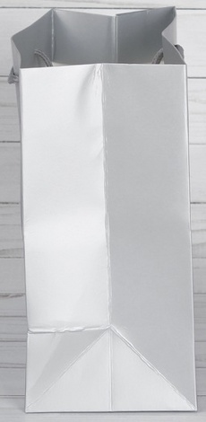 Пакет ламинированный подарочный серебристый люкс 37х9х25 см