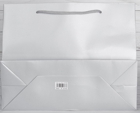 Пакет ламинированный подарочный серебристый люкс 37х9х25 см