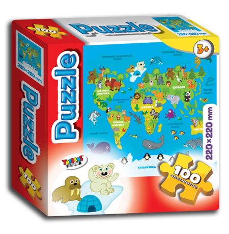 Пазл на 100 элементов Карта мира TopGame 01441