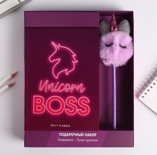Подарочный набор Ежедневник и ручка Unicorn Boss 80 листов