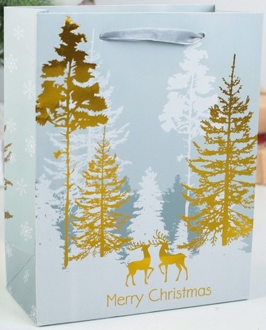 Подарочный пакет "Зимний лес" 26х10х32 см
