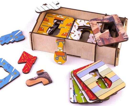 Развивающая игра "Доски Сегена. Инструменты" WoodLand Toys 18 шт