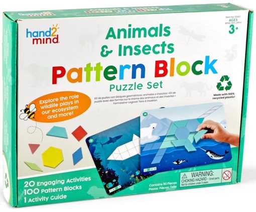 Развивающая игрушка Геометрические блоки Животные и насекомые Hand2mind 94461