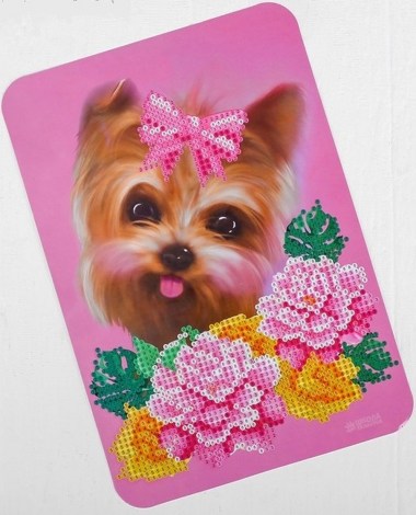 Шкатулка с алмазной вышивкой "Собака и цветы" 22,8х15,8 см