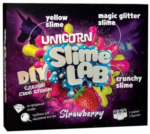 Слайм-фабрика Slime Lab Unicorn "Клубника" (3 слайма, 3 цвета) Висма 808