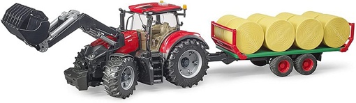 Трактор Case IH Optum 300 CVX с погрузчиком и прицепом с тюками Bruder 03198