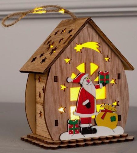 Ёлочная игрушка Домик с Дедом Морозом с подарками Luazon Lighting 6117296 свет