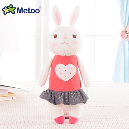 Мягкая игрушка Зайка в платье с сердечком 30 см Metoo 746-0-2