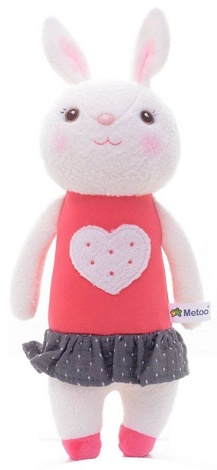 Мягкая игрушка Зайка в платье с сердечком 30 см Metoo 746-0-2