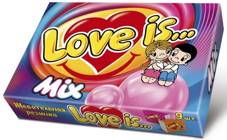 Жвачка Love is ассорти вкусов 9 шт в упаковке (Турция)